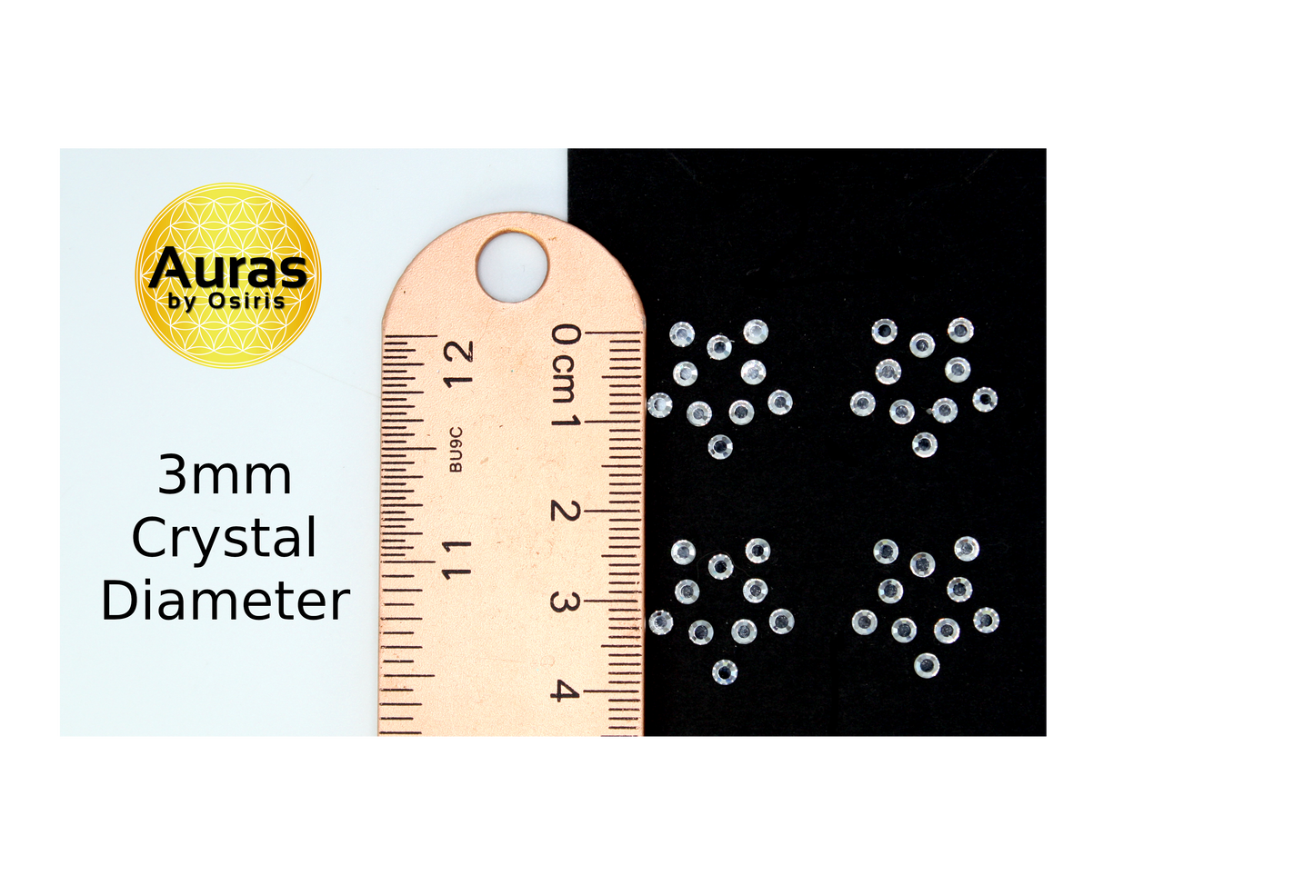 Auras by Osiris Vintage Swarovski Four-Star Tattoo πβ¨ | 40 Crystal Face & Body Jewels for Glamour, Festivals & Celestial Elegance (Crystal Clear)