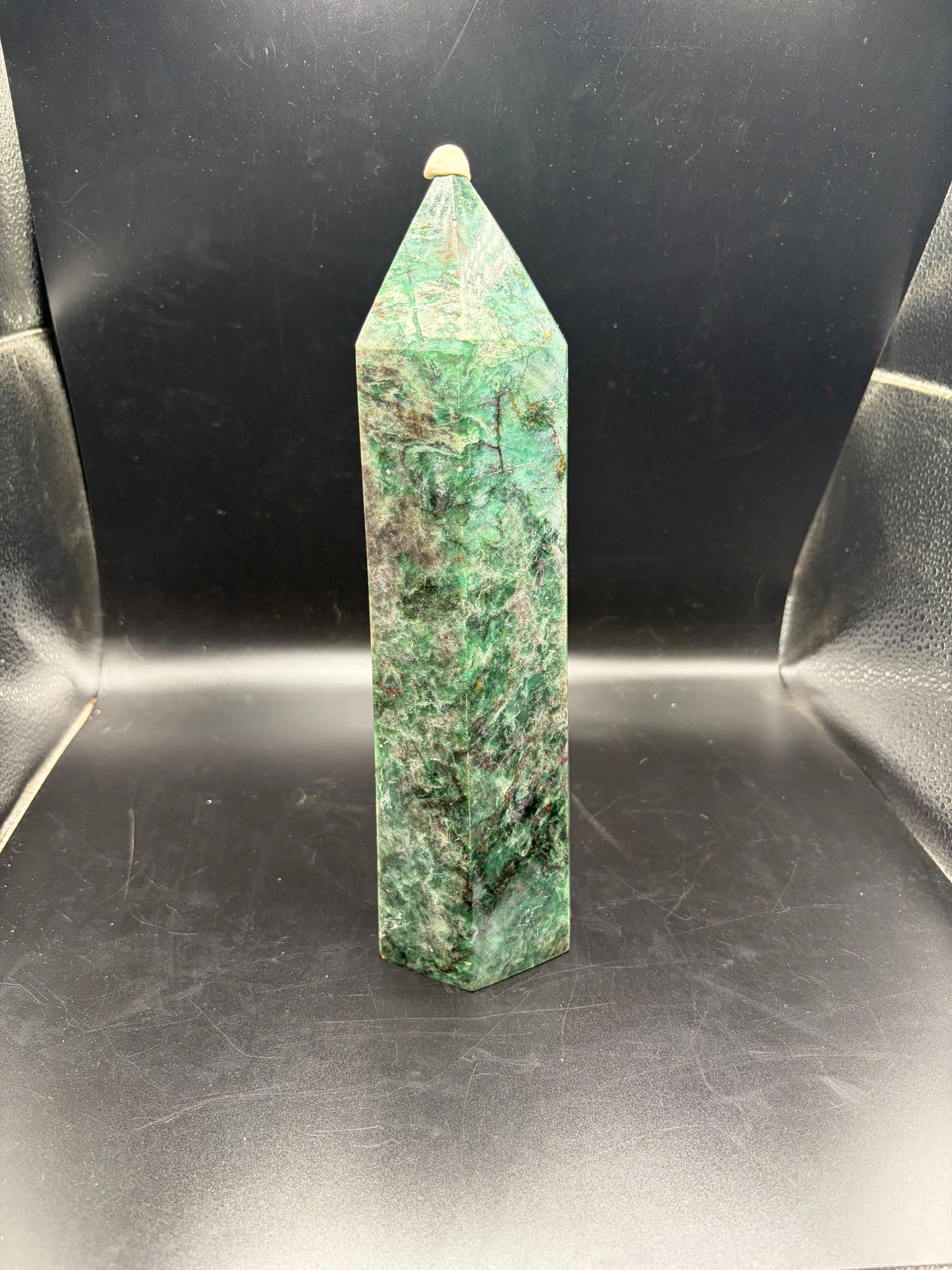 Ruby Fuchsite Crystal Tower 2300g (10.5 Inch) – Large Polished Healing Crystal for Meditation, Reiki, Energy Work & Home Decor