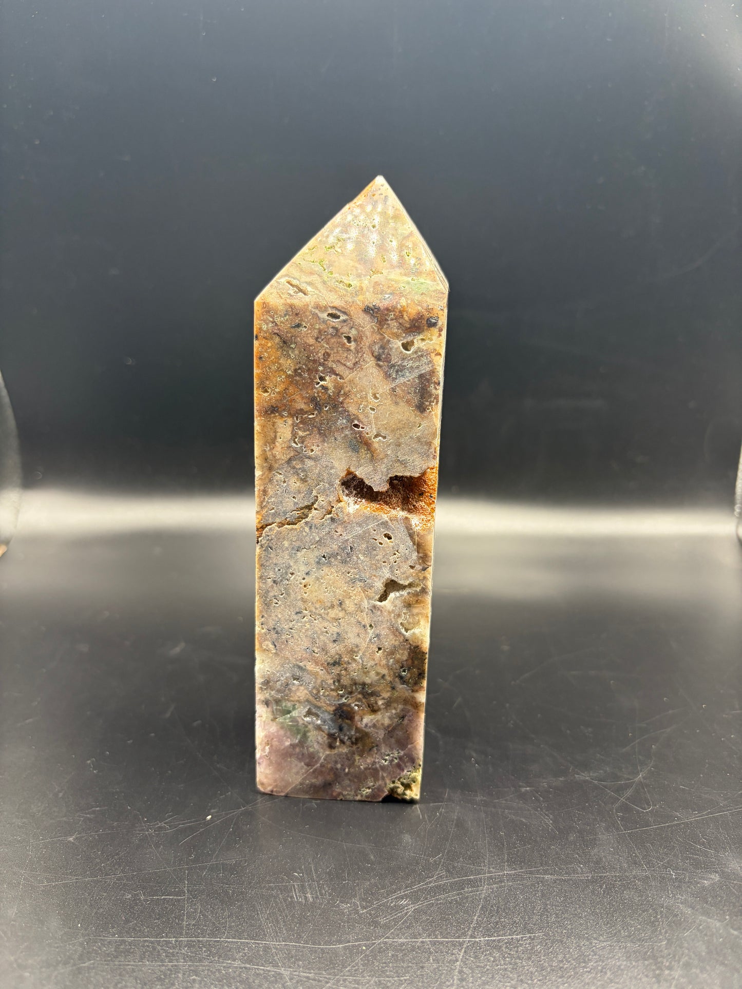 Purple Moss Agate Crystal Tower 680g (6.5 Inch) – Natural Healing Crystal for Growth, Balance, Meditation & Home Decor