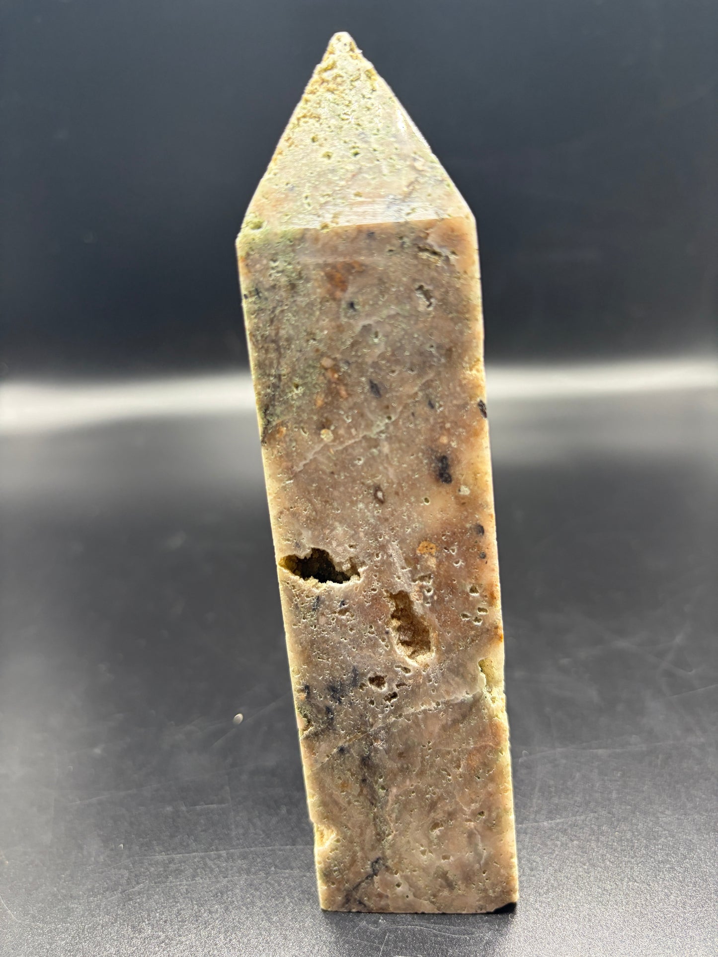 Moss Agate Crystal Tower 345g (6 Inch) – Natural Healing Crystal for Abundance, Growth, Meditation & Home Decor
