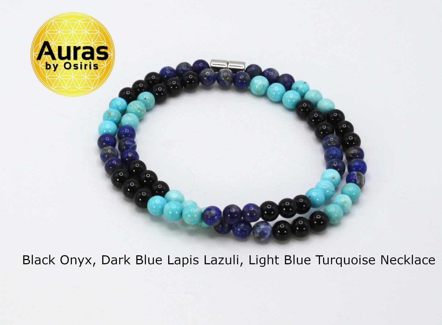 Amethyst, Black Onyx, Lapis Lazuli & Turquoise Necklace – Handmade Gemstone Beaded Jewelry for Men & Women | 6mm Beads, Healing & Protection
