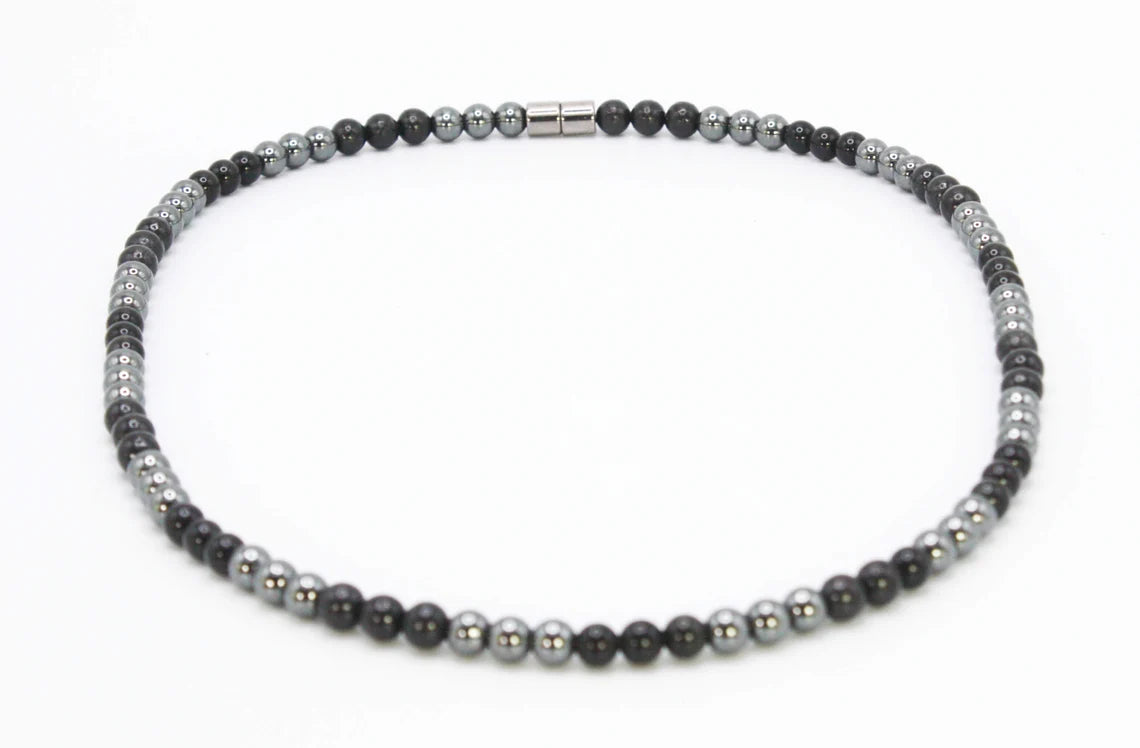 Protection Stone Necklace Hematite Obsidian Shungite Neckless with Magnet Clasp
