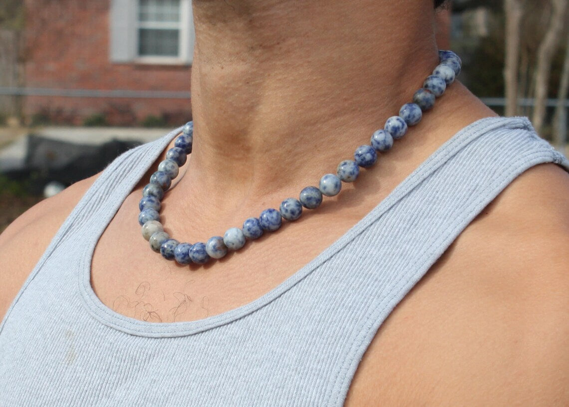 Sodalite Necklace for Men/Women - 10mm Beaded Necklace - Blue Gemstone Jewelry - Intuition - Clarity - Higher Mind
