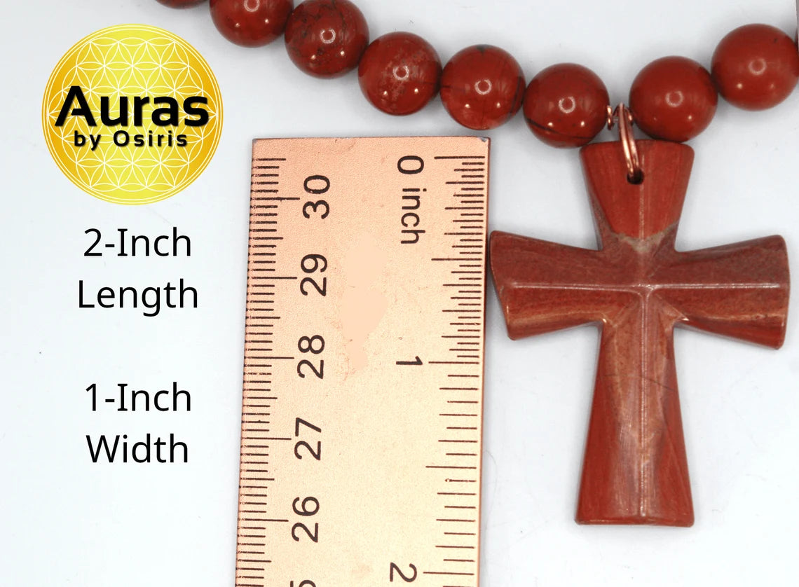 Genuine Red Jasper Necklace with Cross Pendant – Spiritual & Religious Jewelry for Men & Women