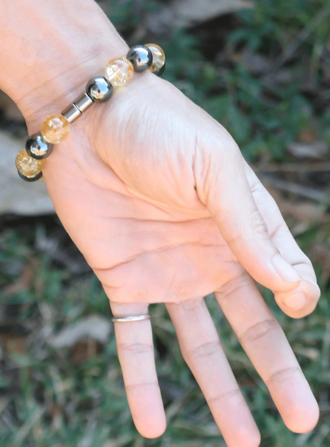 Auras by Osiris Hematite & Citrine Bracelet ๐งก๐ค | Grounding, Abundance, Success & Prosperity Jewelry (8mm)