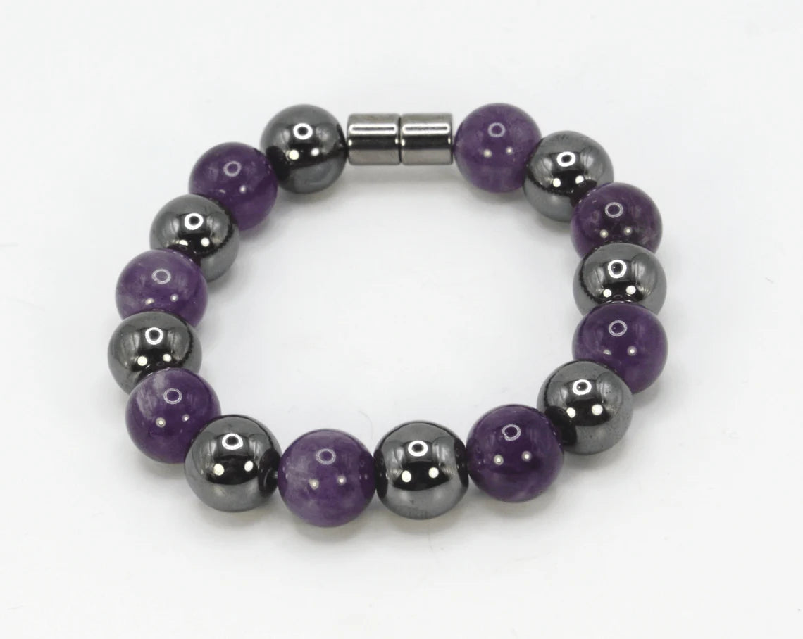 Hematite and Amethyst Bracelet - A Union of Protection and Serenity