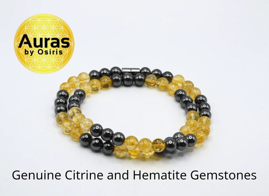 Citrine and Hematite Necklace - A Beacon of Joy and Grounding
