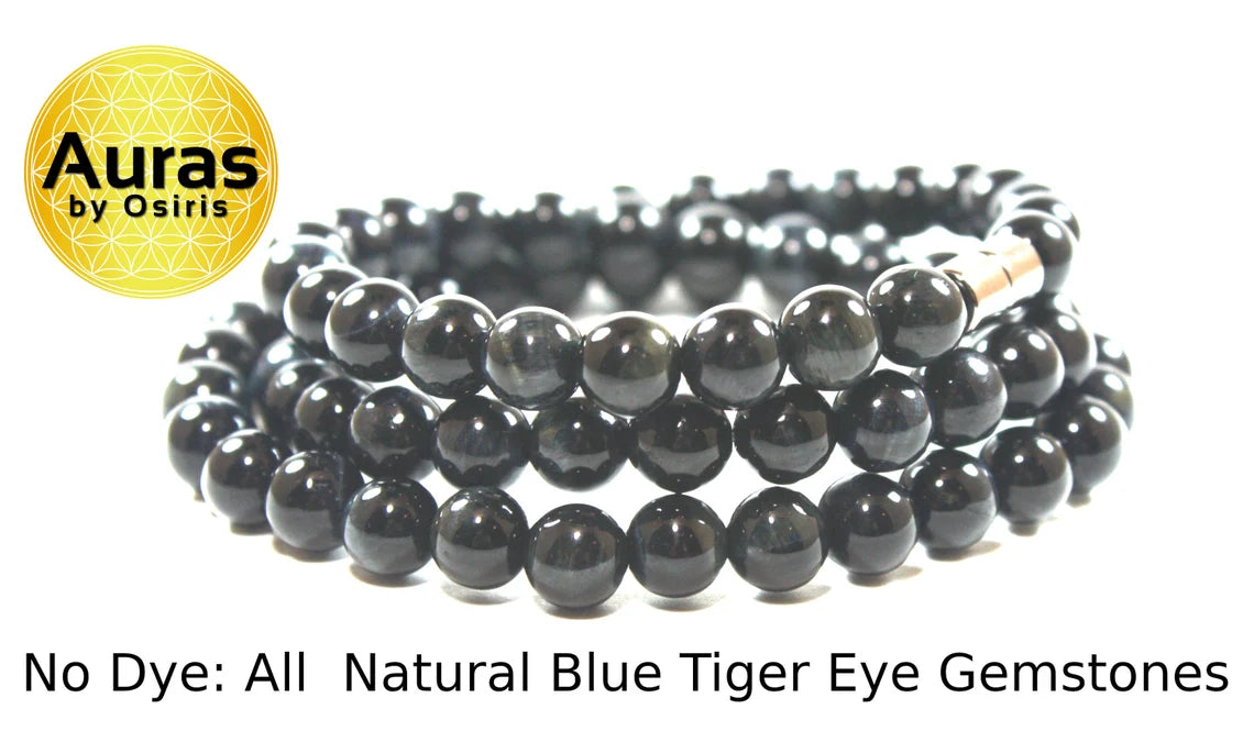 8mm Blue Tiger Eye Necklace - Mens Necklace - Beaded Necklace - Crystal Necklace - Gemstone necklace