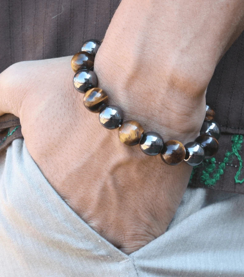 Hematite and Yellow Tiger's Eye Bracelet - A Harmony of Courage and Stability