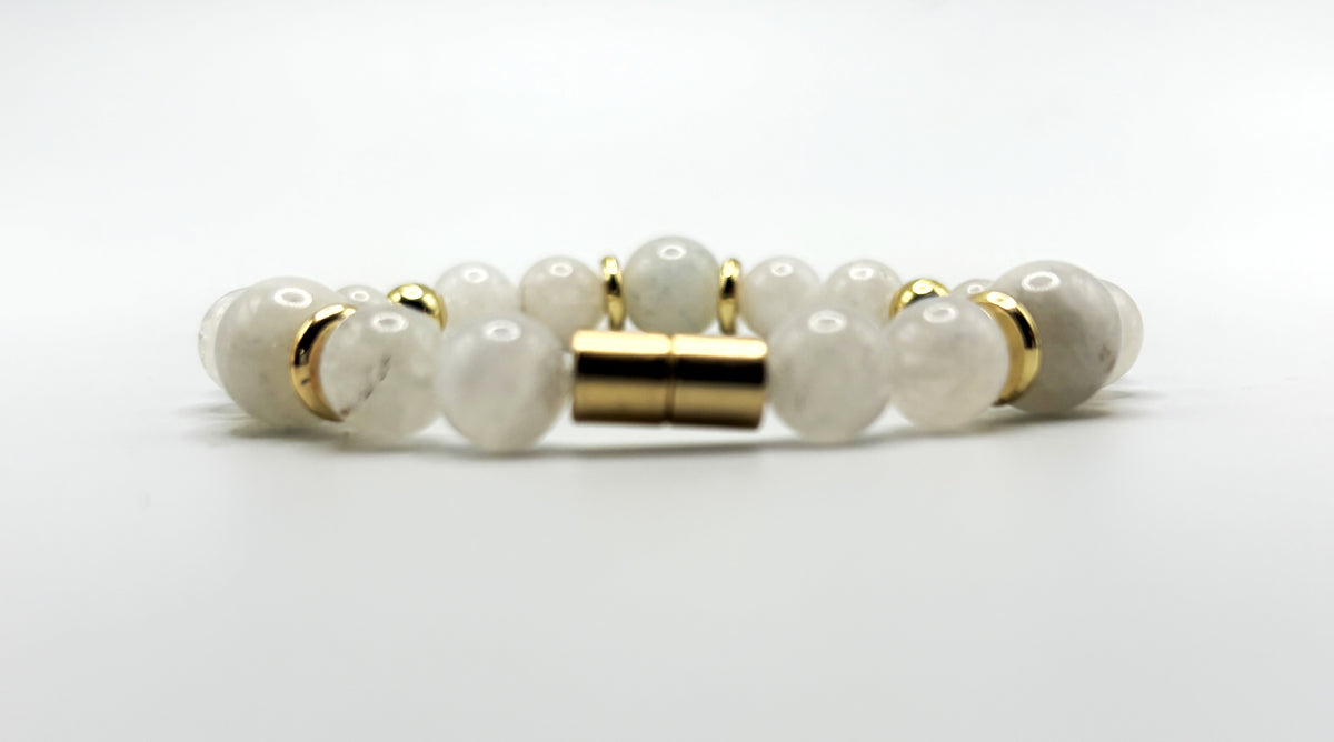 Moonstone Bracelet with Gold Spacers | Magnetic Clasp Bracelet | Intuition & New Beginnings Jewelry