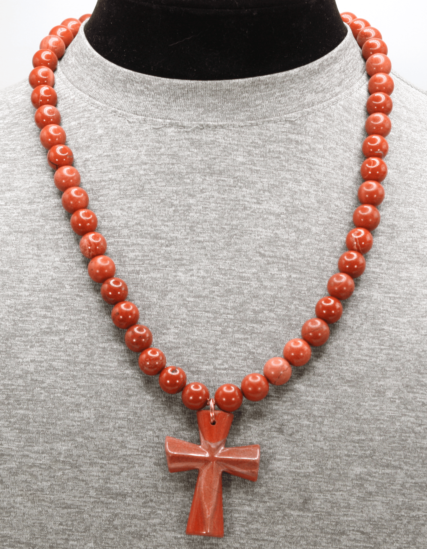 Genuine Red Jasper Necklace with Red Jasper Cross - Gift for Men/Woman - Spiritual Accessories - Religious Symbol