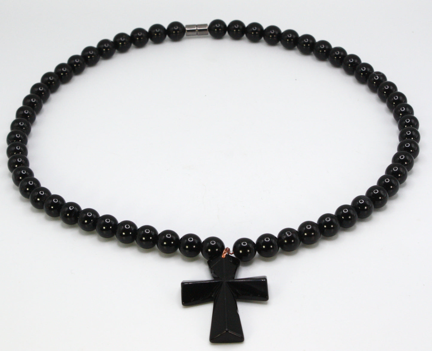 Genuine Black Onyx Cross Necklace | Handmade Spiritual Jewelry for Men & Women | Religious Protection Necklace Gift