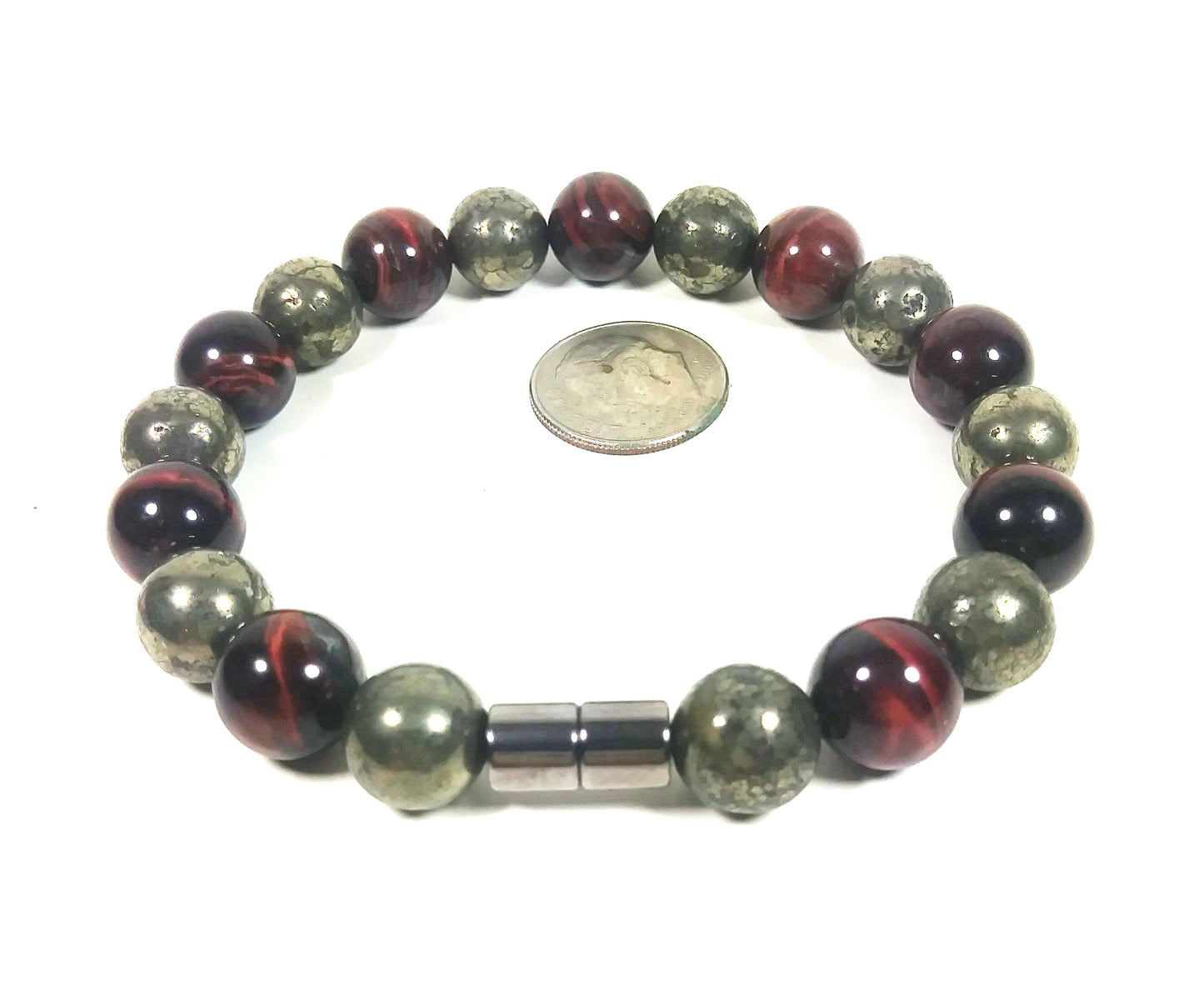 Auras by Osiris Pyrite & Red Tiger Eye Bracelet (8mm) š°š„ | Motivation, Abundance, Passion & Good Luck Jewelry | The Survival Stone (Unisex)