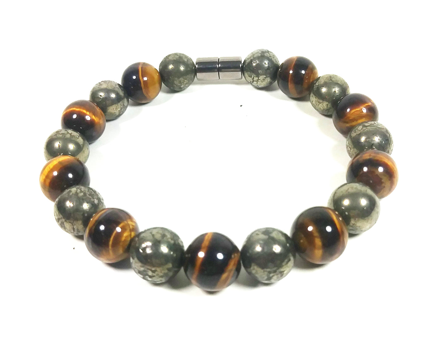 Auras by Osiris Pyrite & Yellow Tiger Eye Bracelet (8mm) š„šÆ | Incredible Energy, Spiritual Balance, Wealth & Confidence Jewelry (Unisex)