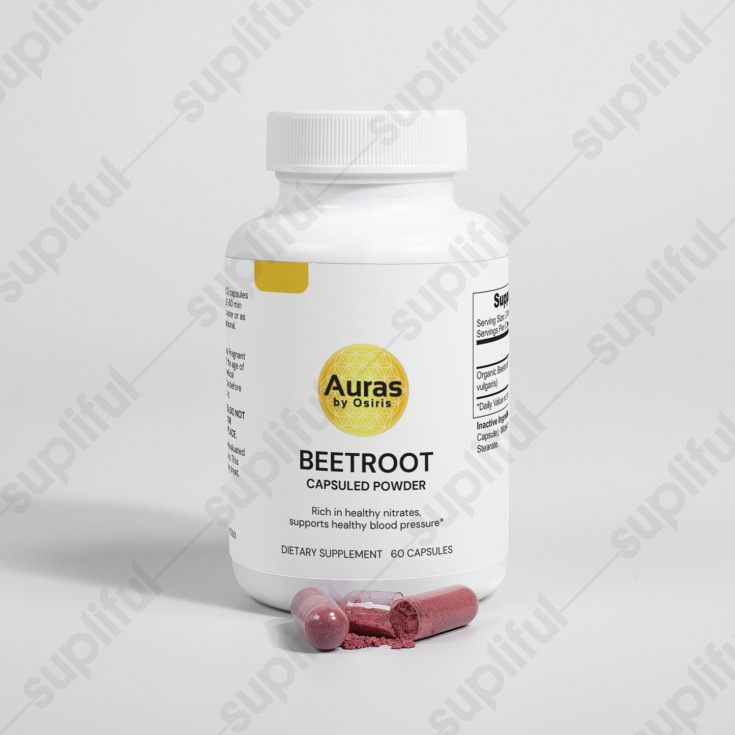 Auras by Osiris Organic Beetroot Capsules π©Έπͺ | Natural Nitric Oxide Booster for Athletic Performance, Blood Pressure & Heart Health (60 Caps)