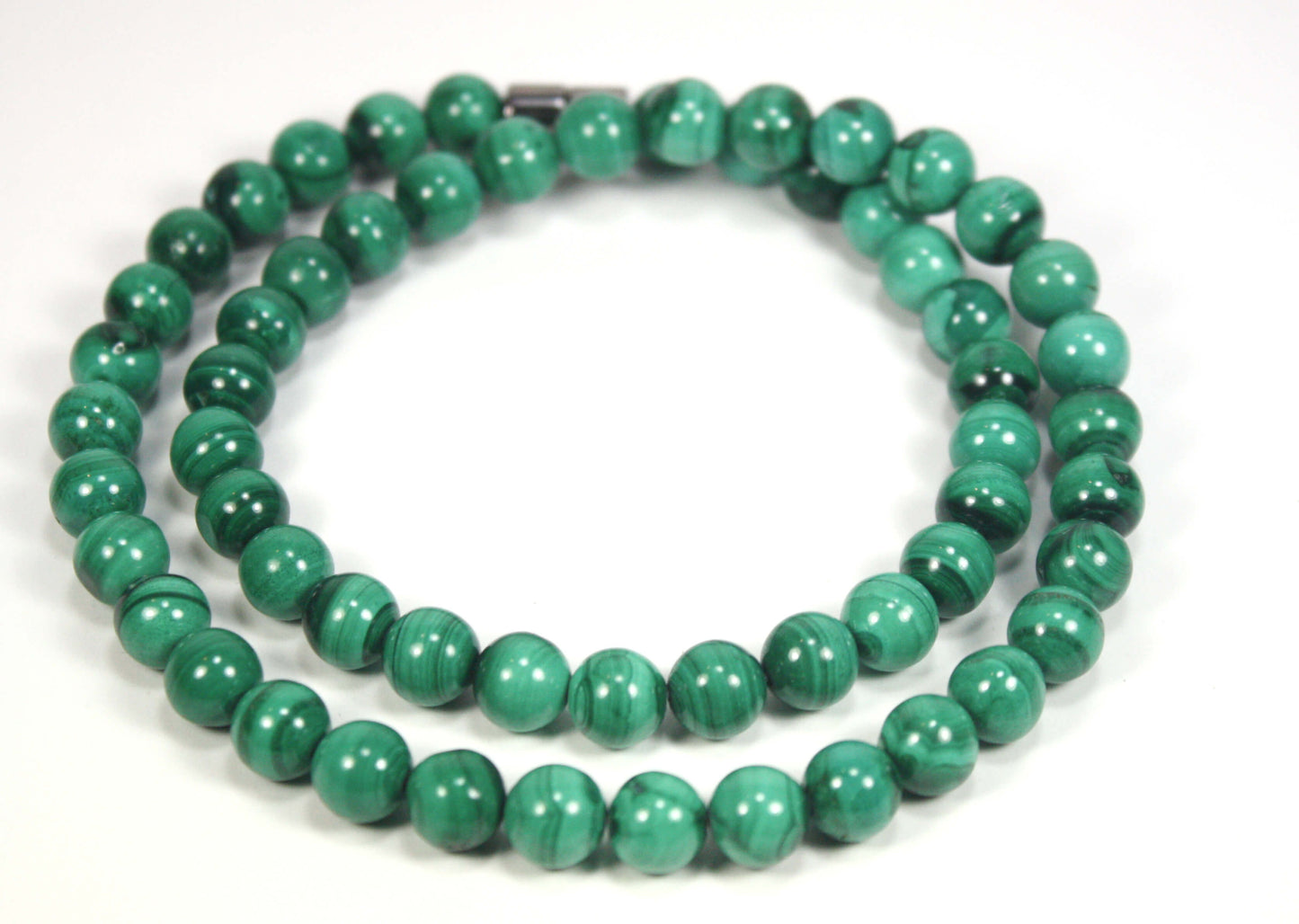 Genuine Malachite Necklace β 8mm Medium Beads for Men & Women | Healing Crystal Jewelry for Protection & Emotional Balance