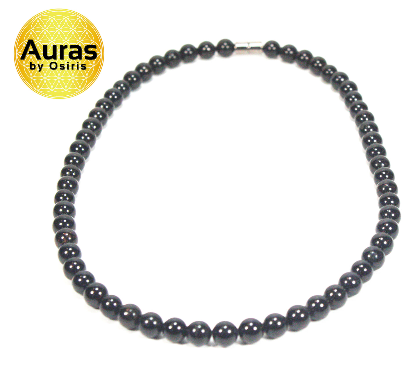 Black Tourmaline Necklace (8mm Beads) β EMF Protection Crystal Jewelry for Men & Women | Handmade Healing Necklace