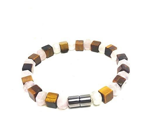 Auras by Osiris Rose Quartz & Tiger Eye Empath Protection Bracelet (7mm/6mm) 🌈🐯 | Serenity, Self-Love & Confidence Crystal Jewelry for Children/Women