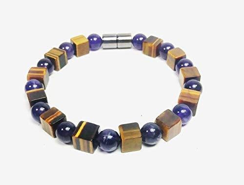 Auras by Osiris Amethyst & Tiger Eye Empath Protection Bracelet (6mm) 🧘♀️🐯 | Serenity, Confidence & Focus Healing Crystal Jewelry for Children/Women