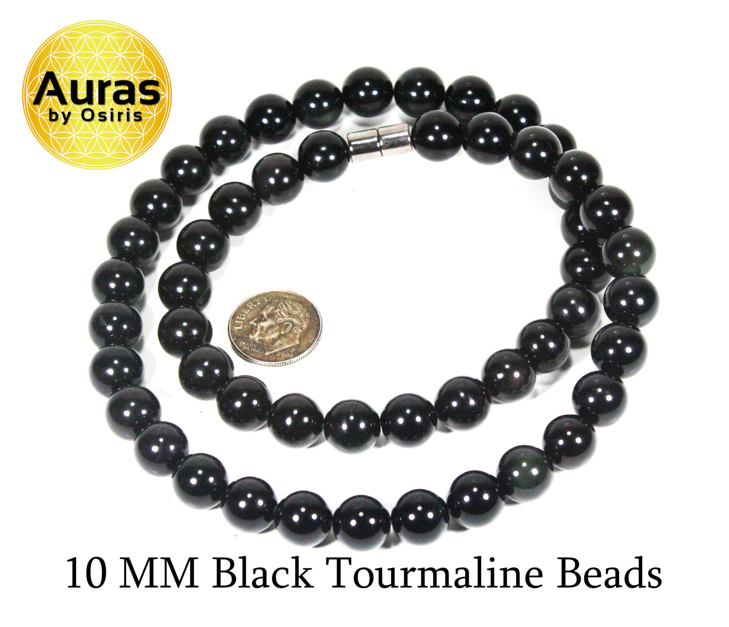 Auras by Osiris Black Tourmaline Necklace 🛡️ | EMF Protection & Empath Shielding Jewelry | 6mm, 8mm, 10mm Custom Sizes