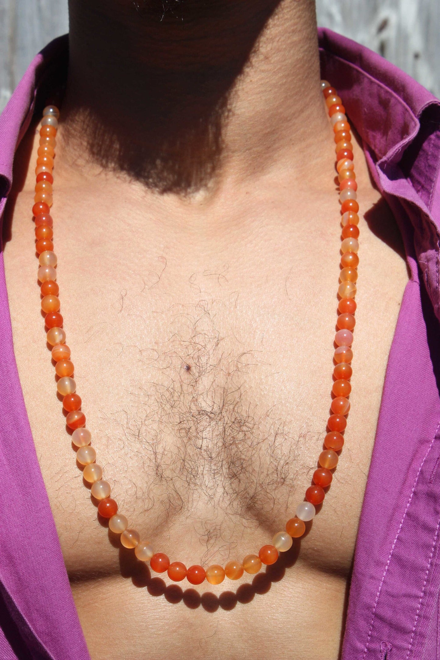 Carnelian Necklace โ 8mm Genuine Orange Crystal Mala Beads | Healing Gemstone Jewelry with Magnetic Clasp for Motivation & Chakra Balance