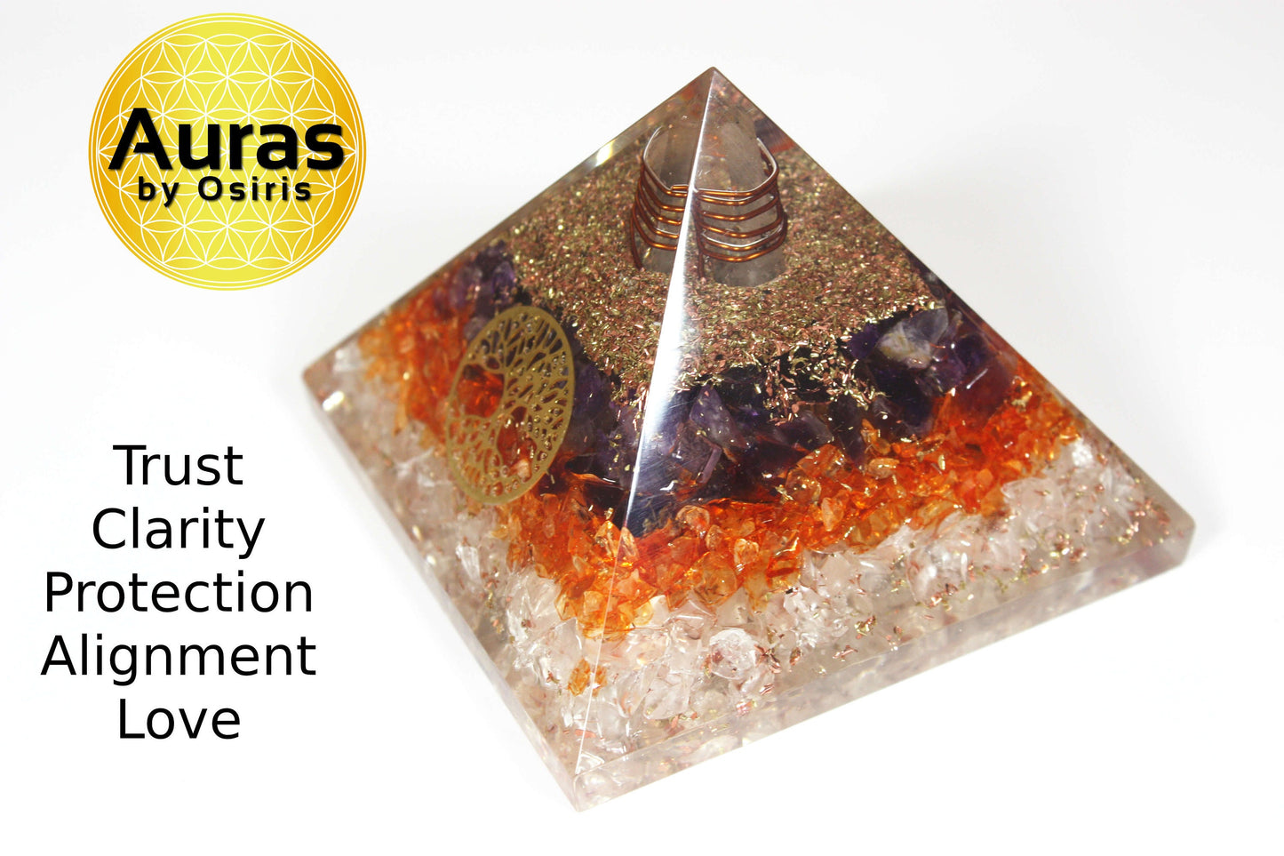 Amethyst Carnelian Clear Quartz Crystal Orgone Pyramid Spiritual Crystal Protection EMF Protection Spiritual Decor