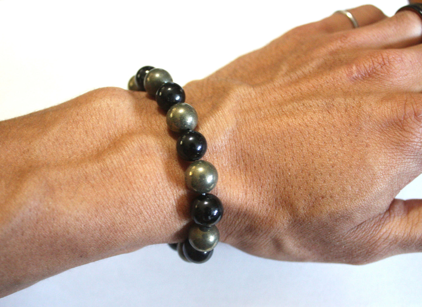 Auras by Osiris Pyrite & Black Tourmaline Protection Bracelet š°š | Wealth, Negativity Shield & Grounding Jewelry w/ Magnet Clasp
