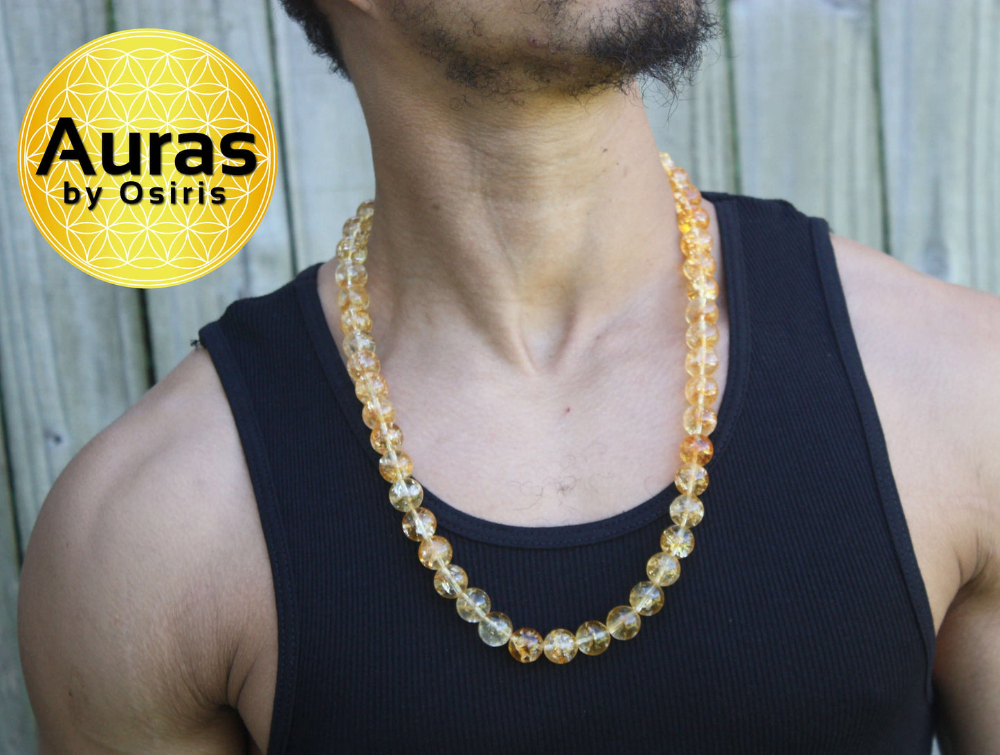 14mm Citrine Necklace | Healing Crystal Jewelry | November Birthstone & Scorpio Zodiac Gemstone for Men & Women