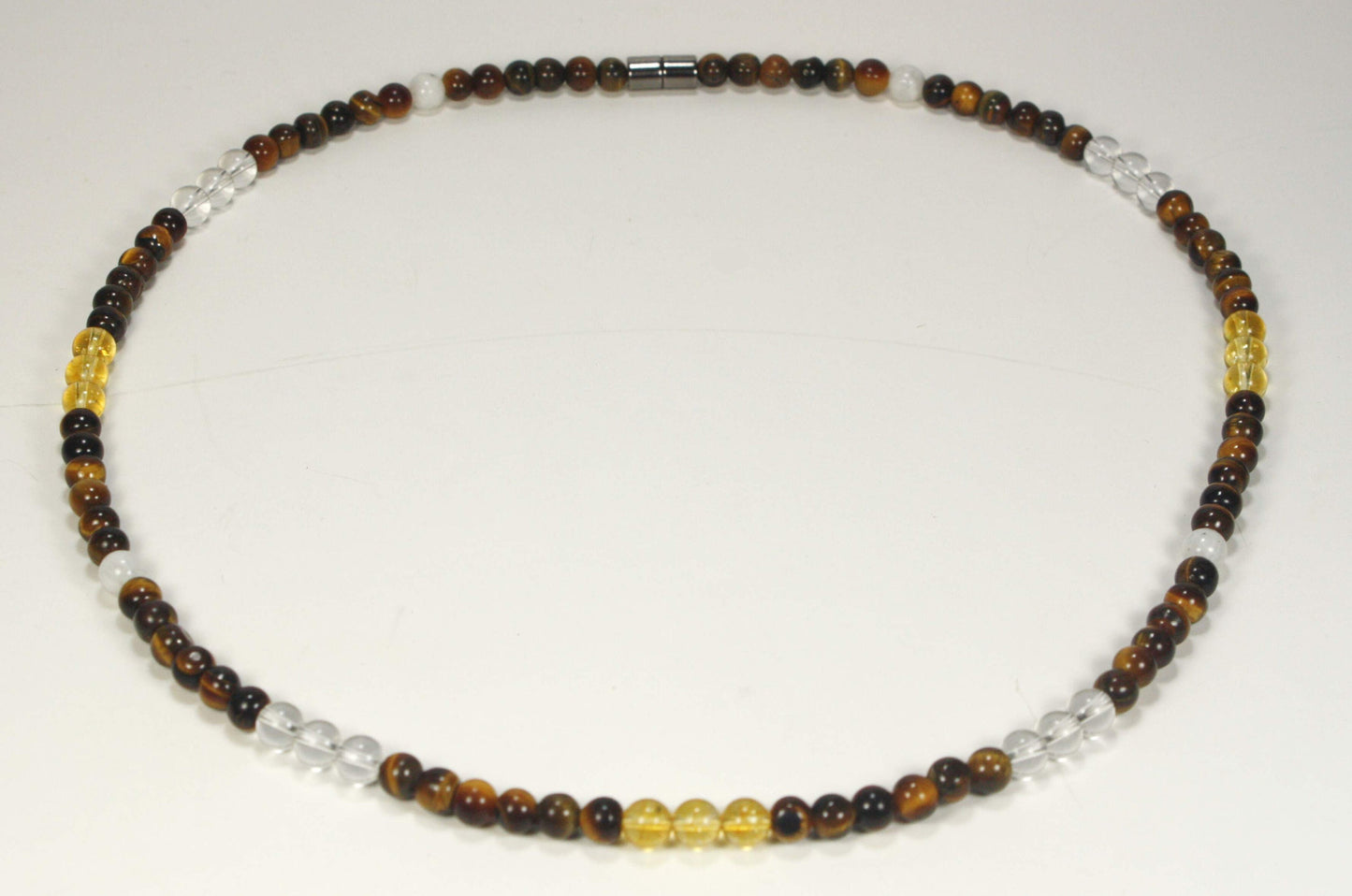 Gemstone Necklace – Tiger Eye, Citrine, Moonstone & Clear Quartz | Healing Crystal Jewelry with Magnetic Clasp