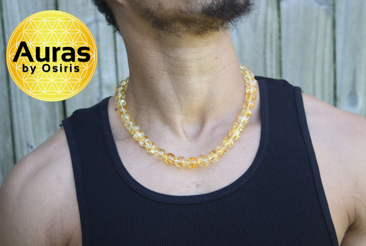 12mm Citrine Necklace | Crystal Healing Jewelry | November Birthstone | Scorpio Zodiac Confidence Necklace for Men & Women