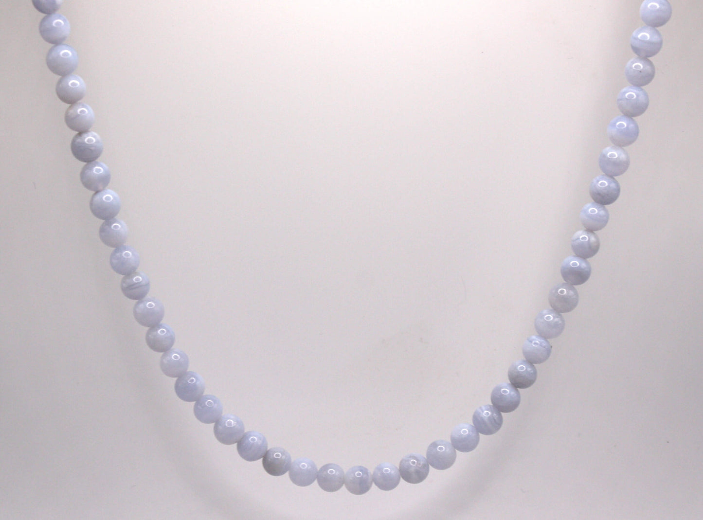 Genuine Blue Lace Agate Necklace β 8mm Mala Beads for Men & Women | Healing Crystal Jewelry for Calm, Clarity & Protection