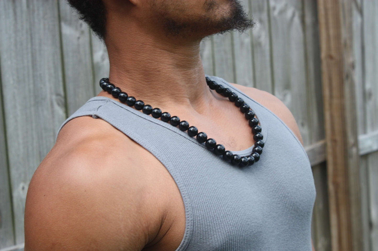 12mm Black Onyx Necklace – EMF Protection Jewelry for Men & Women | Empath Protection & Healing Stone with Magnetic Clasp