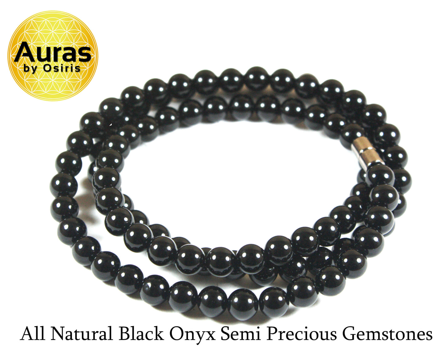 Auras by Osiris Black Onyx Necklace 🛡️ | 8mm Empath Protection & Self-Control (Magnetic Clasp)