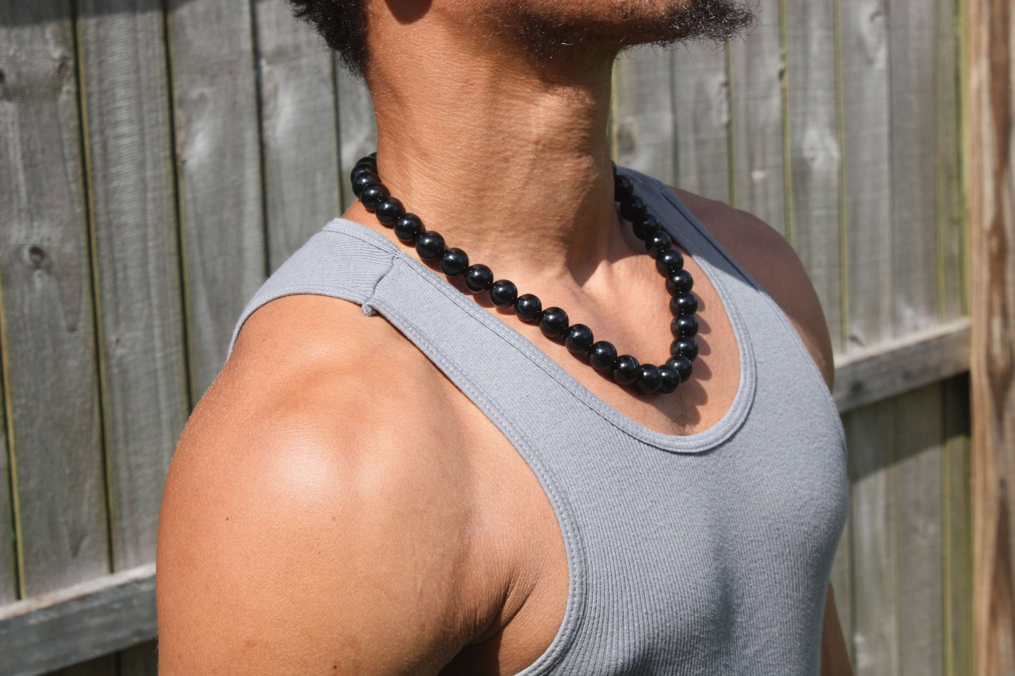 14mm Black Onyx Necklace with Magnetic Clasp – Empath Protection Jewelry | Genuine Black Onyx Healing Stone