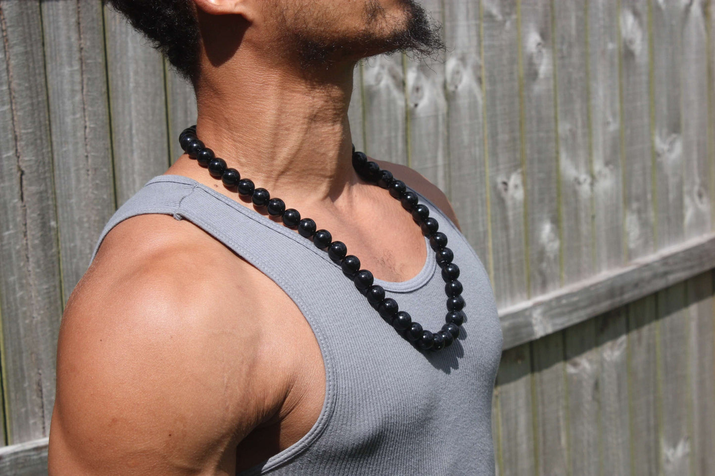 14mm Black Onyx Necklace with Magnetic Clasp – Empath Protection Jewelry | Genuine Black Onyx Healing Stone