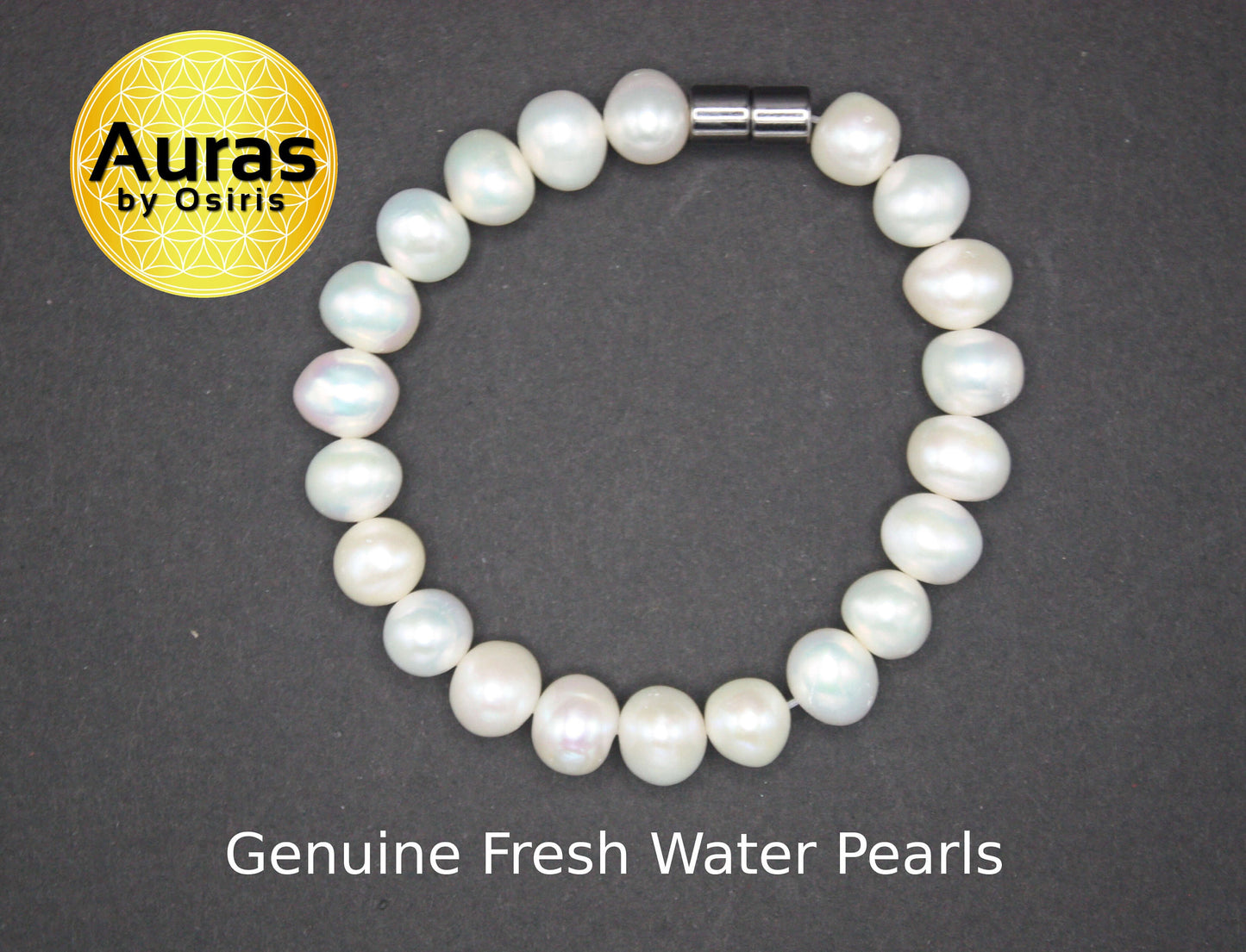 Auras by Osiris Natural Freshwater Pearl Bracelet š¤ | 10mm Genuine Pearl, Inner Wisdom & Purity (Magnetic Clasp)