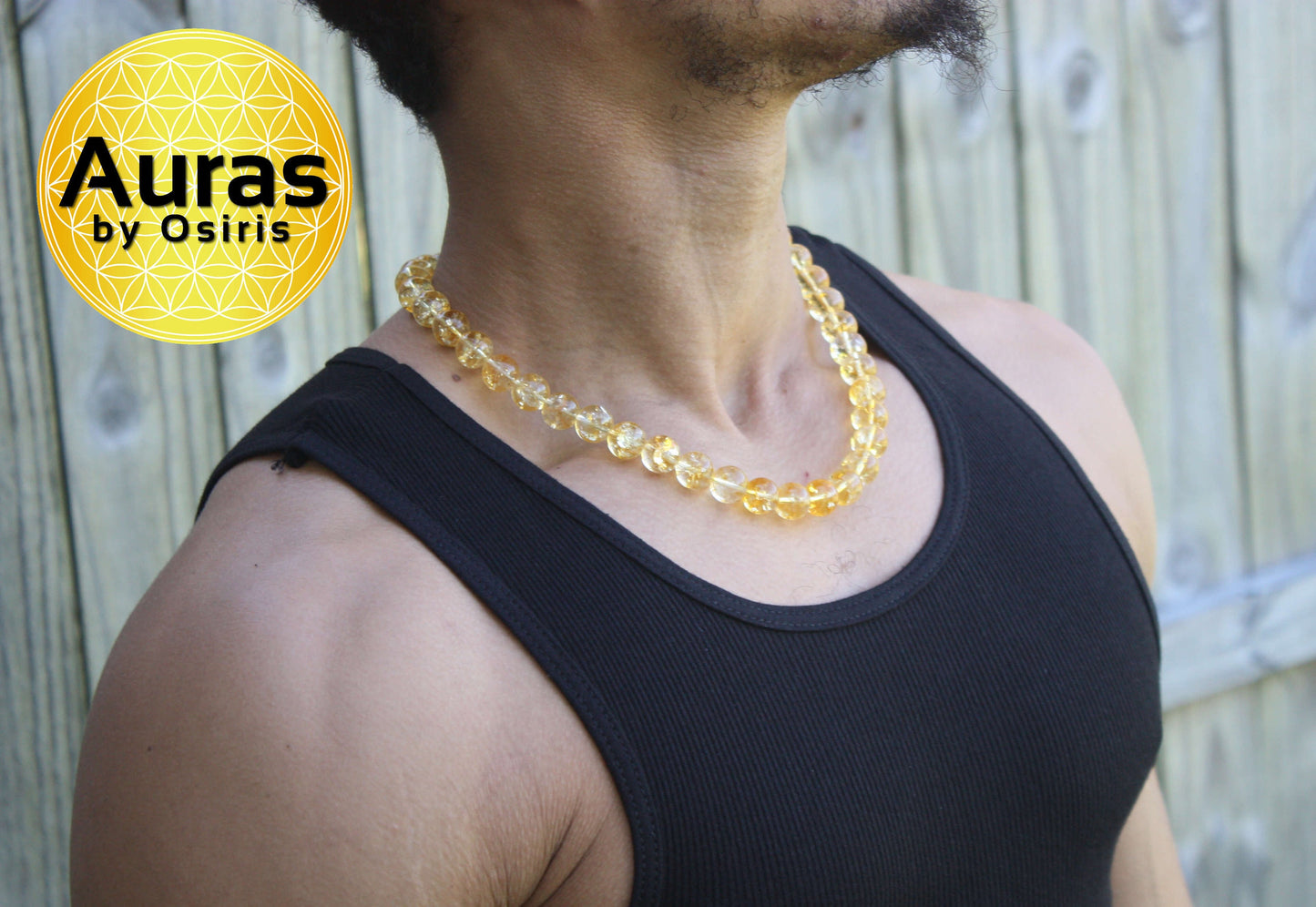 12mm Citrine Necklace | Crystal Healing Jewelry | November Birthstone | Scorpio Zodiac Confidence Necklace for Men & Women