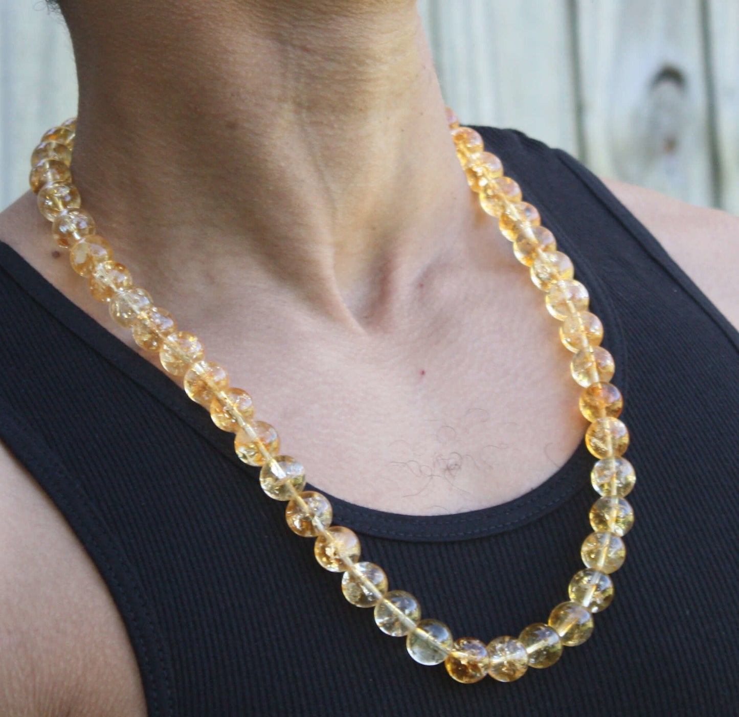 14mm Citrine Necklace | Healing Crystal Jewelry | November Birthstone & Scorpio Zodiac Gemstone for Men & Women