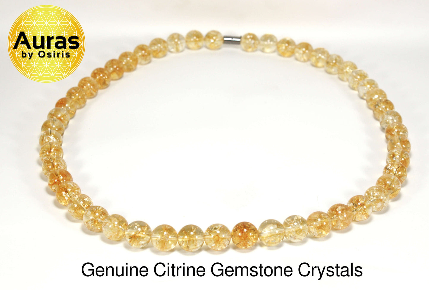 14mm Citrine Necklace | Healing Crystal Jewelry | November Birthstone & Scorpio Zodiac Gemstone for Men & Women