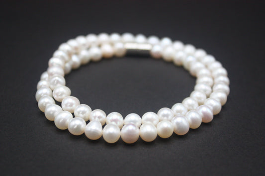 Freshwater Pearl Necklace for Men & Women – 8mm Natural Pearls with Magnetic Clasp, Elegant Gift