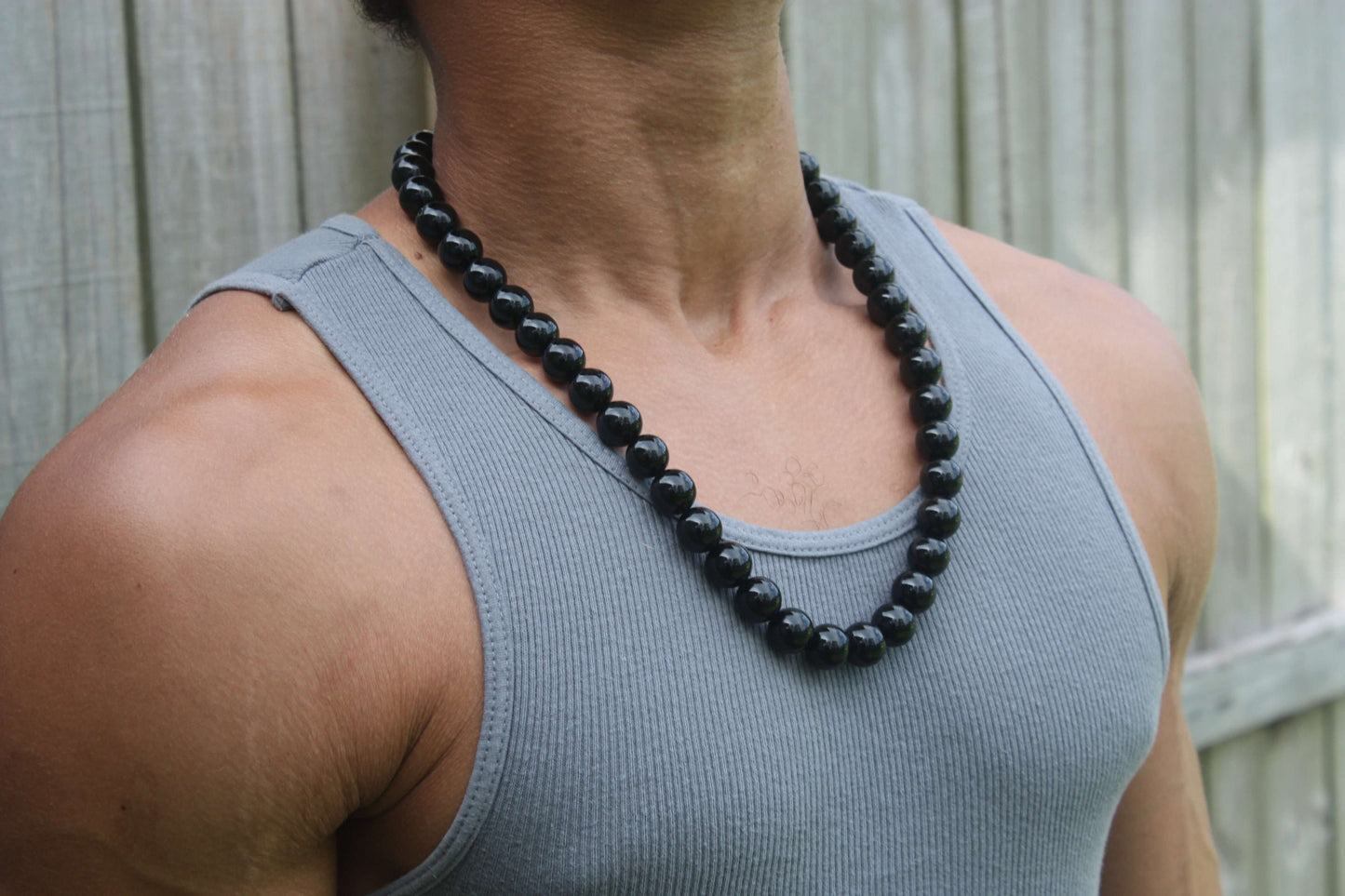 14mm Black Onyx Necklace with Magnetic Clasp – Empath Protection Jewelry | Genuine Black Onyx Healing Stone