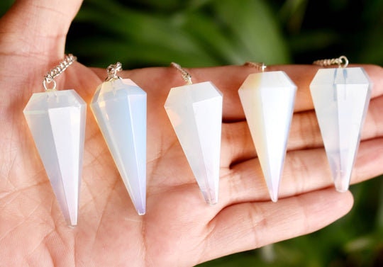 Opal Faceted Hexagon Pendulum, Crystal Pendulum