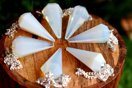 Opal Faceted Hexagon Pendulum, Crystal Pendulum