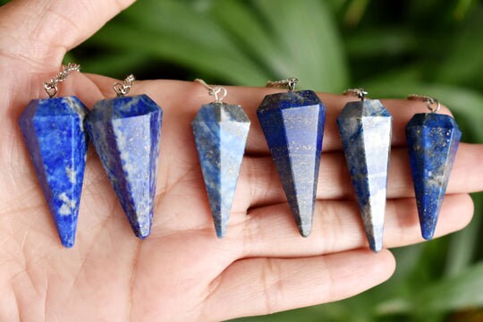 Lapis Lazuli Faceted Hexagon Pendulum, Crystal Pendulum