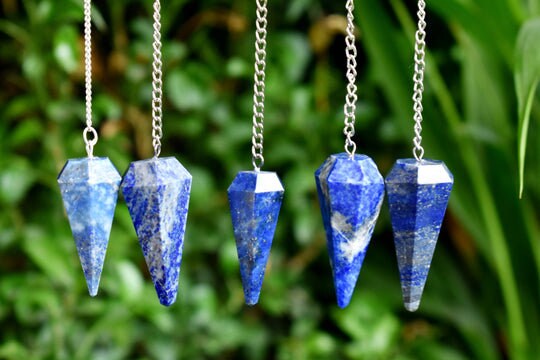 Lapis Lazuli Faceted Hexagon Pendulum, Crystal Pendulum