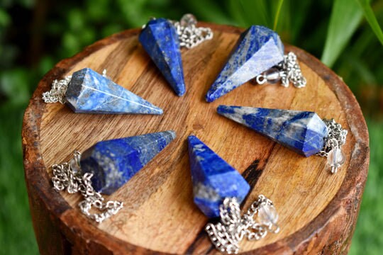 Lapis Lazuli Faceted Hexagon Pendulum, Crystal Pendulum