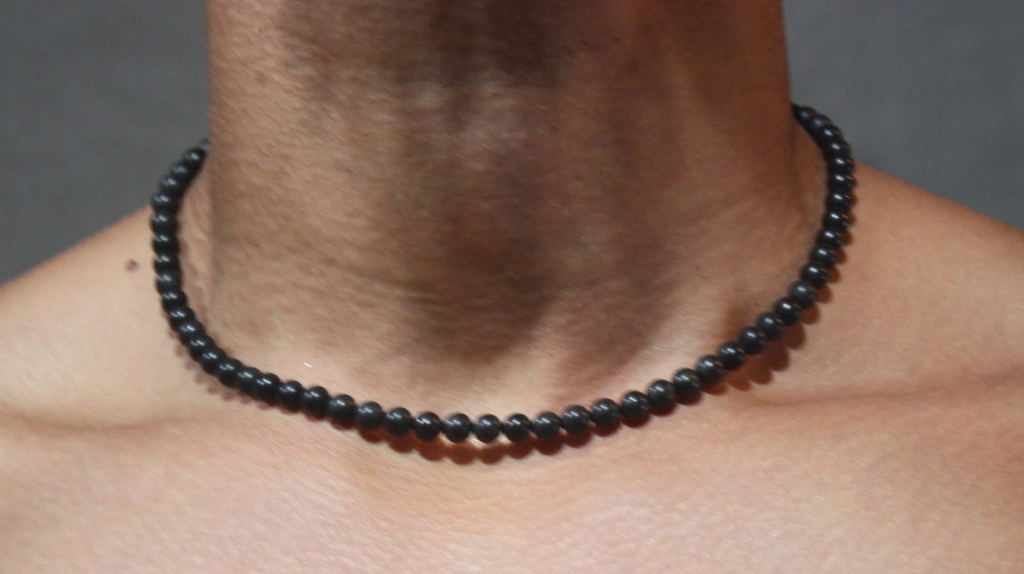 Genuine Shungite Crystal Necklace | EMF Protection Necklace for Men & Women | 6mm Handmade Shungite Jewelry USA