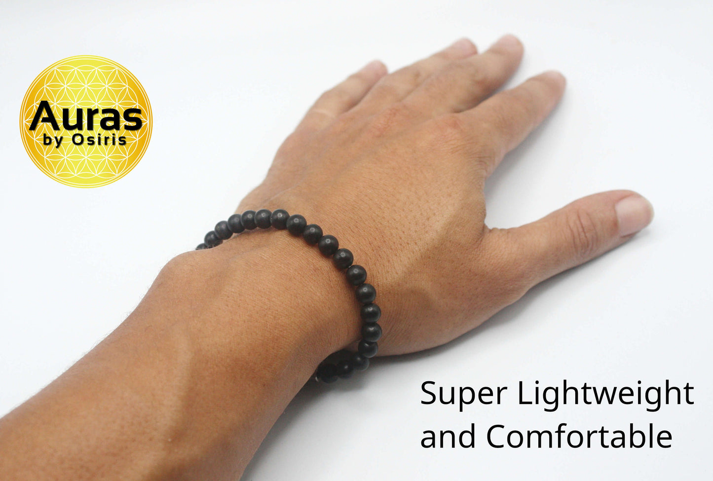 Auras by Osiris Black Shungite Bracelet (6/8/10mm) š”ļøā« | EMF & Energy Protection Shield Stone w/ Magnetic Clasp & 100-lb Cord (Unisex)