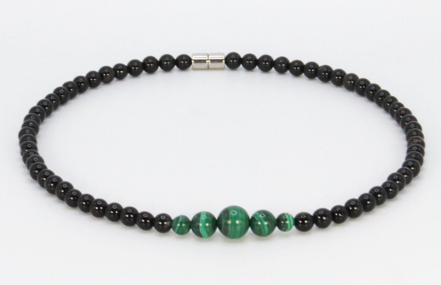 Onyx & Malachite Necklace β Genuine Gemstone Jewelry for Men & Women | Protection & Emotional Healing with Easy Magnetic Clasp