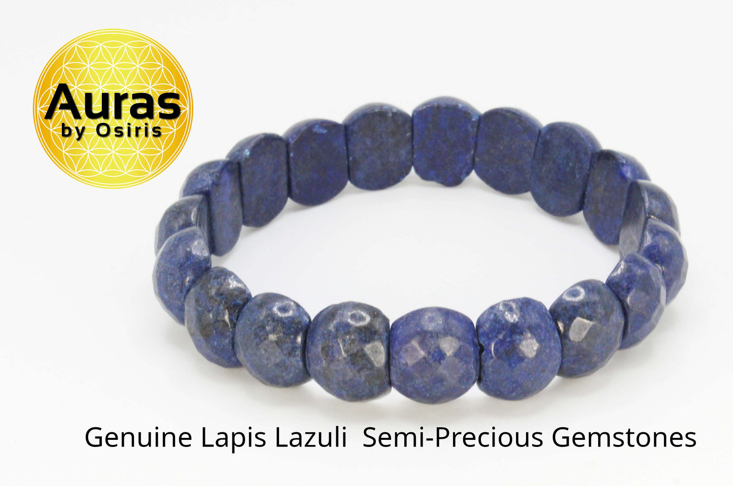Auras by Osiris Faceted Lapis Lazuli Bracelet šš | Third Eye Awakening, Wisdom & Insight Jewelry | Elastic & Double Reinforced (6.5-7.5 Inch)